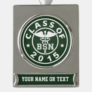 Class Of 2015 BSN Silver Plated Banner Ornament