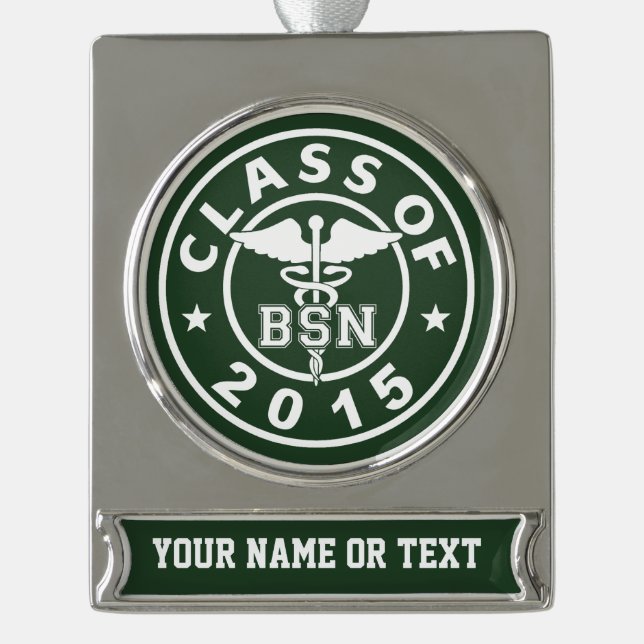 Class Of 2015 BSN Silver Plated Banner Ornament (Front)