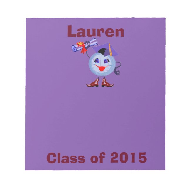Class of 2015 Custom Graduate Small Purple Notepad (Front)