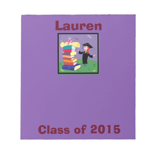 Class of 2015 Graduate Girl Small Purple Notepad (Front)