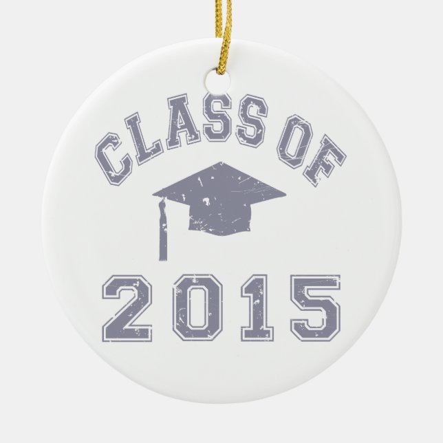 Class Of 2015 Graduation - Grey 2 Ceramic Tree Decoration (Front)