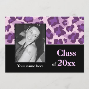 Class of 2015 graduation leopard photo invitation