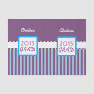 Class of 2015 or ANY YEAR Custom Purple Stripes 7 Tissue Paper