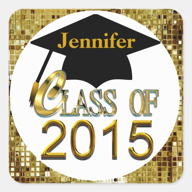 Class Of 2015 Sparkling Gold Graduation Seals (Front)