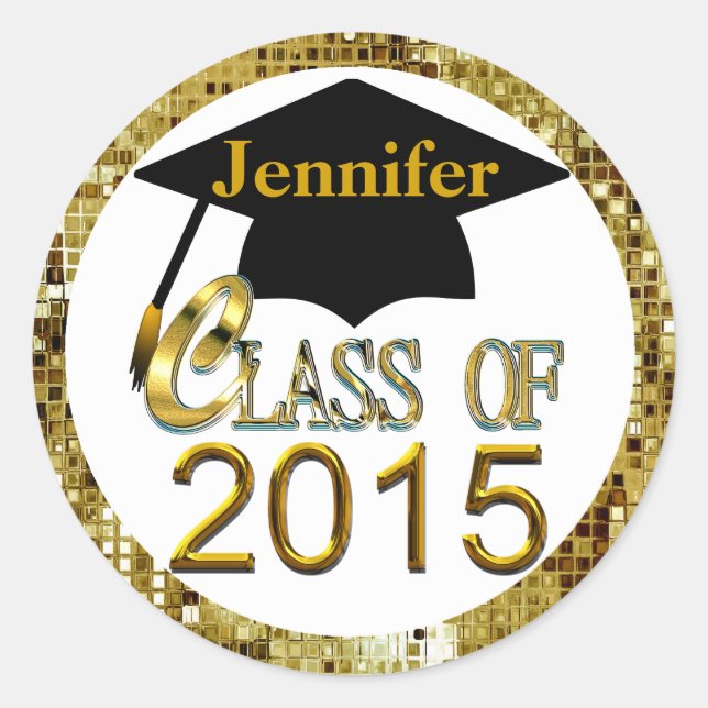 Class Of 2015 Sparkling Gold Graduation Seals (Front)