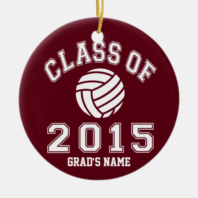Class Of 2015 Volleyball Ceramic Tree Decoration (Front)