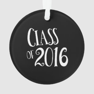 Class of 2016 Black and White Vintage Handwriting Ornament
