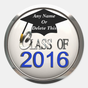 Class Of 2016 Blue & Silver Graduation Stickers