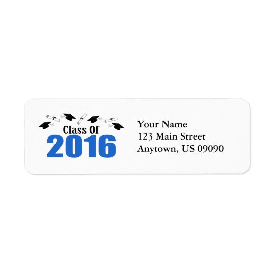 Class Of 2016 Caps And Diplomas (Blue) Return Address Label