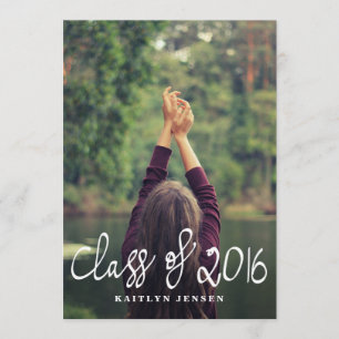 Class Of 2016 Casual Typography Graduate Photo Invitation
