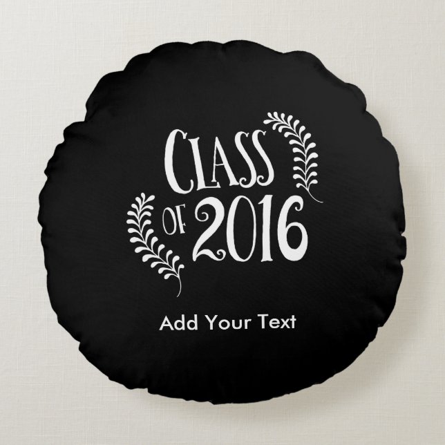 Class of 2016 Gothic Black and White Round Cushion (Front)