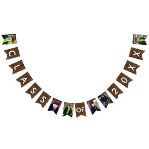 Class of 2016 Six Photo Rustic Wood White Text Bunting