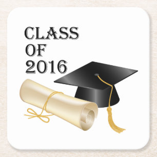Class of 2016 square paper coaster