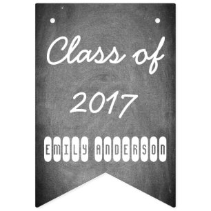 Class of 2017 Black White Chalkboard Typography Bunting