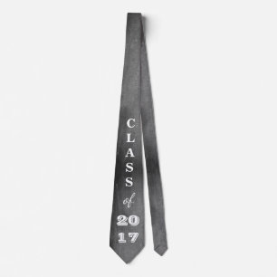 Class of 2017 Black White Chalkboard Typography Tie