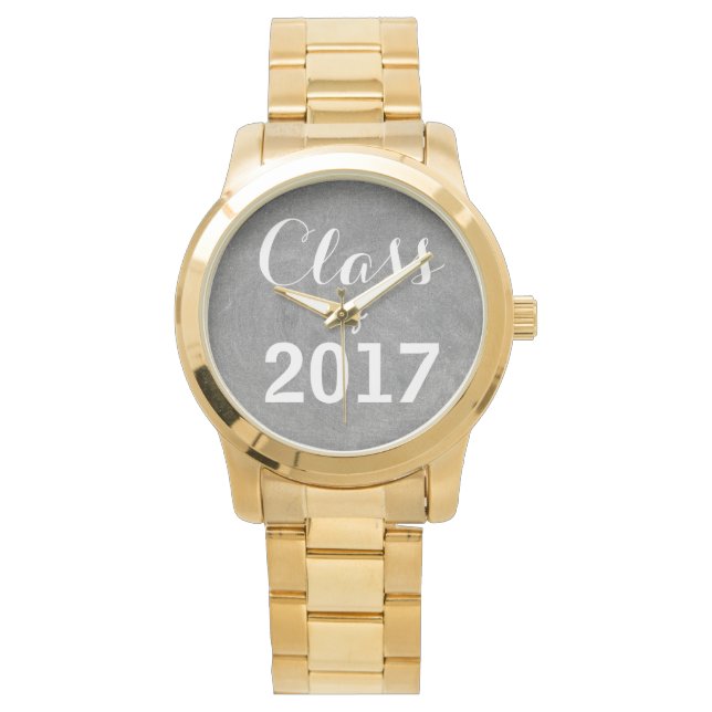 Class of 2017 Black White Chalkboard Typography Watch (Front)