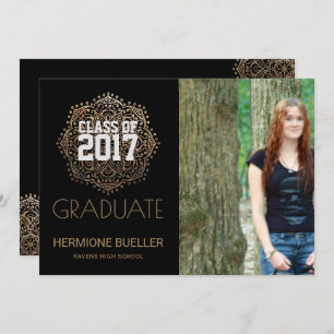 Class of 2017 Boho Mandala Photo Graduation Invitation
