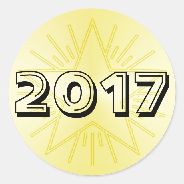 Class of 2017 Gold Star Round Sticker by Janz (Front)