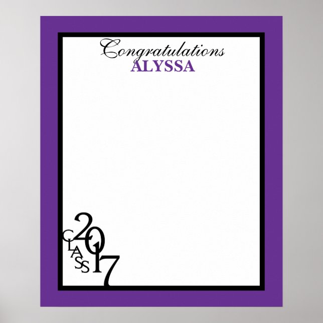 Class of 2017 Graduation Autograph Keepsake Purple Poster (Front)