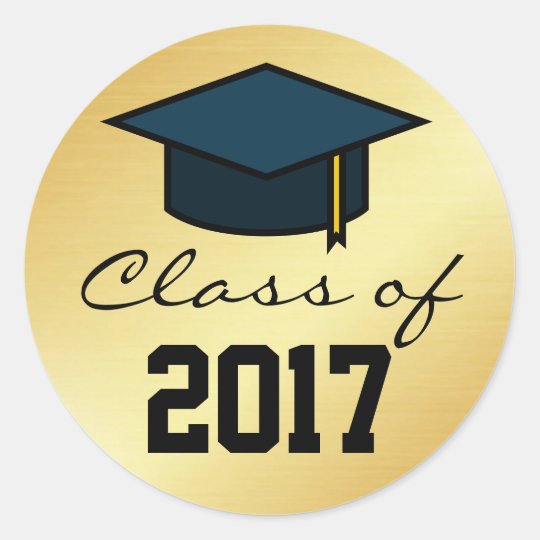 Class of 2017 Graduation Cap Sticker, Gold Black Classic ...