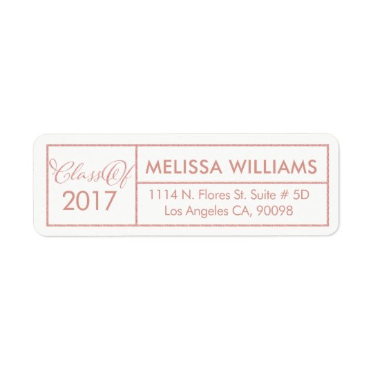Class Of 2017 Modern Geometric Rose-Gold Frame Return Address Label