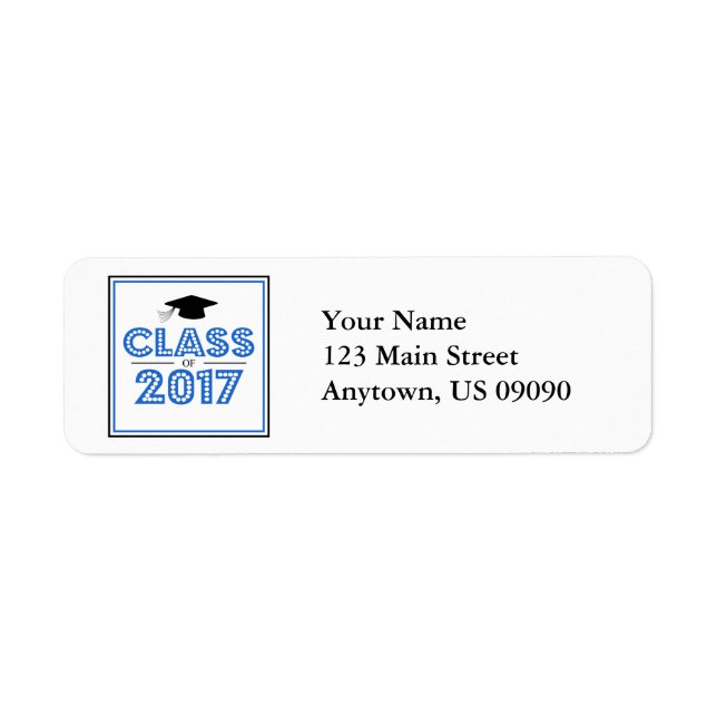 Class Of 2017 Return Address Labels (Blue / Black) (Front)