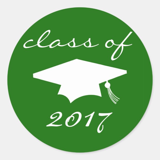 Class Of 2017 Sticker (Green Graduation Cap) (Front)