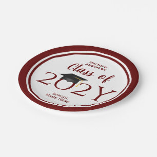Class of 2018 2021 Grad Cap Graduate Graduation Paper Plate
