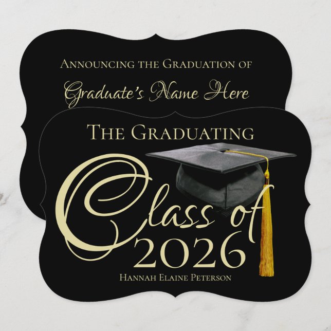 Class of 2018 Black Graduation Announcement (Front/Back)