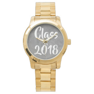 Class of 2018 Black White Chalkboard Typography Watch