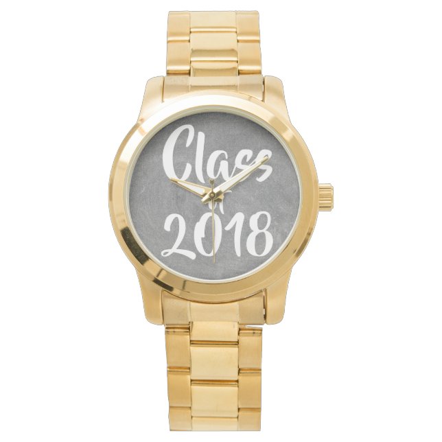 Class of 2018 Black White Chalkboard Typography Watch (Front)