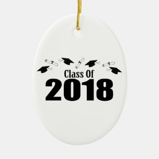 Class Of 2018 Caps And Diplomas (Black) Ceramic Tree Decoration