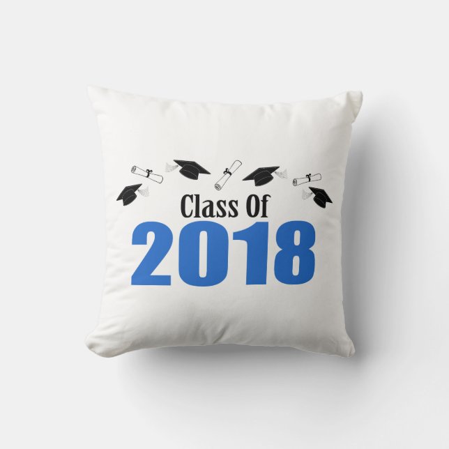 Class Of 2018 Caps And Diplomas (Blue) Cushion (Front)