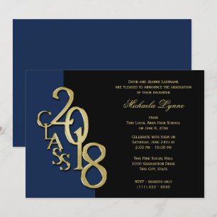 Class of 2018 Grad Gold with Colour Option Invitation