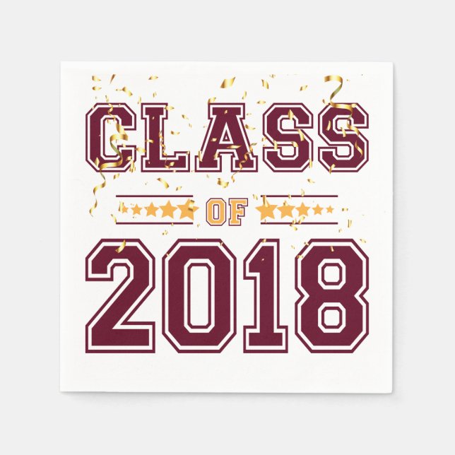Class of 2018 Grad Party  Burgundy and Yellow 2 Napkin (Front)