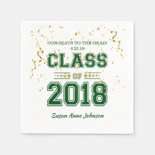 Class of 2018 Grad Party Green and Gold Napkin