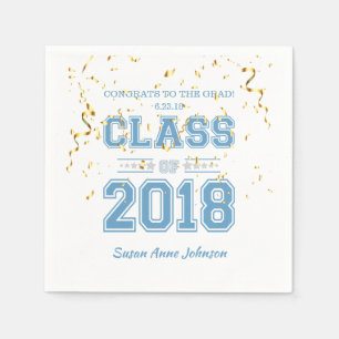 Class of 2018 Grad Party  Light Blue & Silver Napkin
