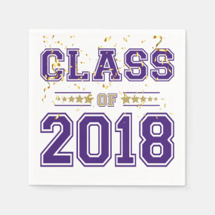 Class of 2018 Grad Party  Purple and Gold Napkin