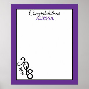 Class of 2018 Graduation Autograph Keepsake Purple Poster