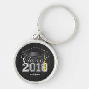 Class of 2018 Graduation Key-Chain (blk & silver) Key Ring