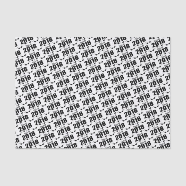 Class Of 2018 Graduation Tissue Paper (Black Caps) (Front)