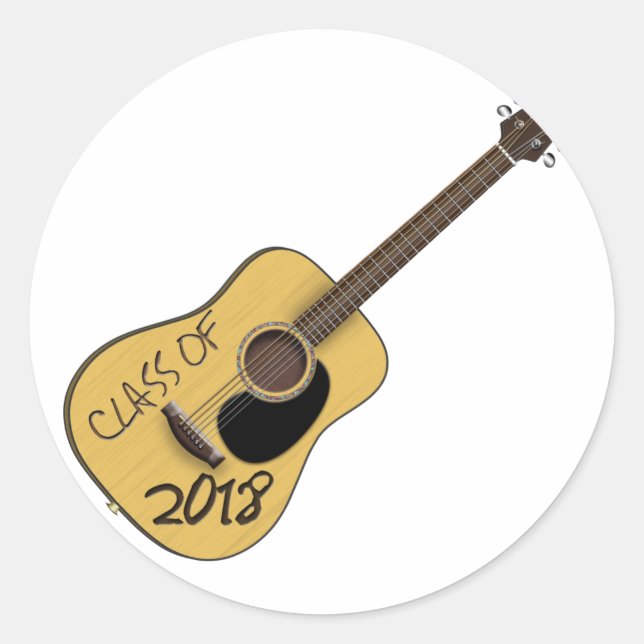 Class of 2018 Guitar Classic Round Sticker (Front)