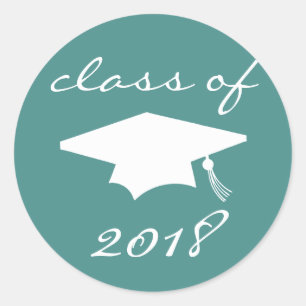 Class Of 2018 Label (Teal Graduation Cap)