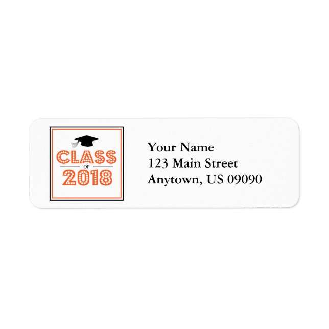 Class Of 2018 Return Address Labels (Orange) (Front)