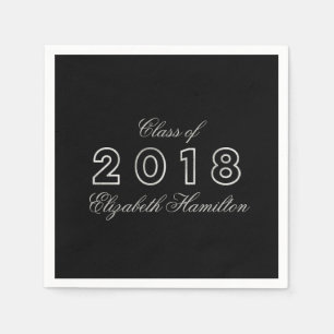 Class of 2018 Silver & Black Elegant Graduation Napkin