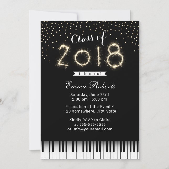 Class of 2018 Sparkler Music Graduation Party Invitation (Front)