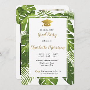 Class of 2018 tropical green gold photo card