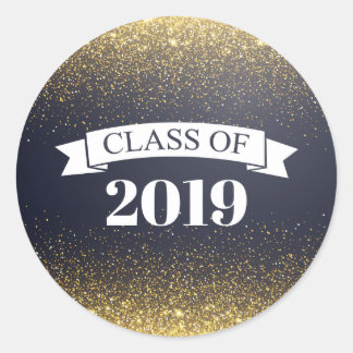 Class of 2019 Black Gold Glitter Seal Sticker