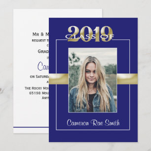 Class of 2019 Blue & Gold Graduation Party Invitation
