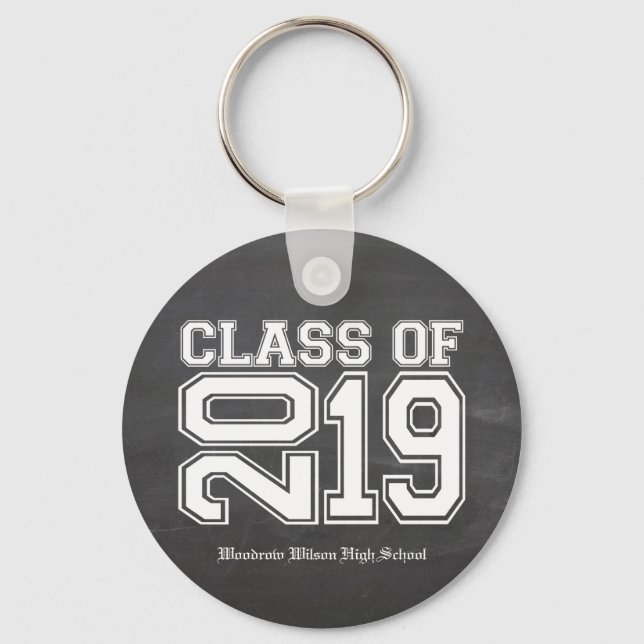 Class of 2019 Chalkboard Varsity Graduation Key Ring (Front)